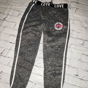 Gray and black jogger sweat pants